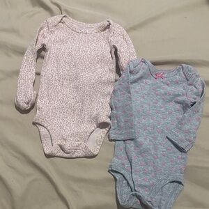 Pink and Gray Kids long sleeve onesies